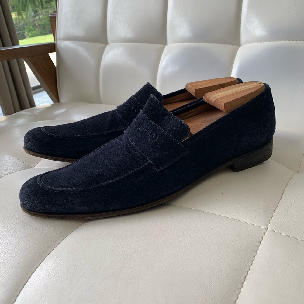 Billy Reid Blue Suede Slip-On Loafers